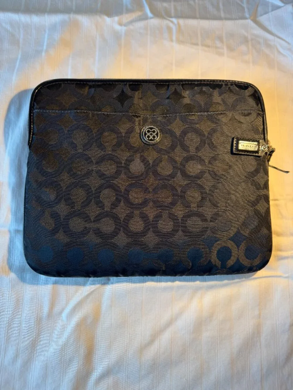 Coach Black Signature Tablet Sleeve & Tech Organizer